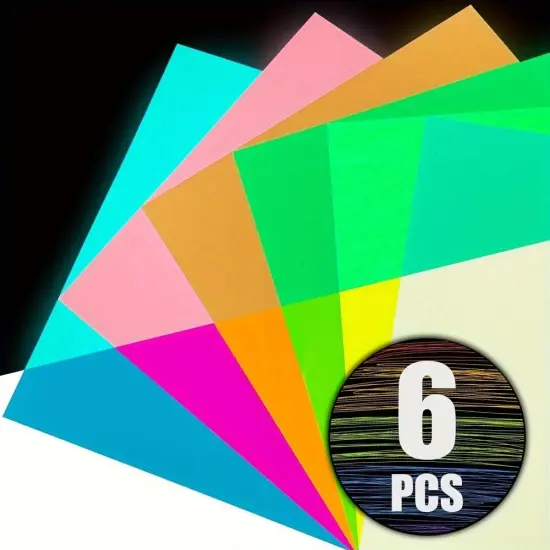 12'' x 12''-6 Sheets HTV Heat Transfer Vinyl for Cricut Machine-Fluorescent Glow in Dark HTV, {2}