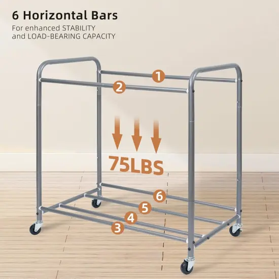 3 Section Laundry Sorter, 35.9 Gal (136 L) Laundry Hamper Cart {2}
