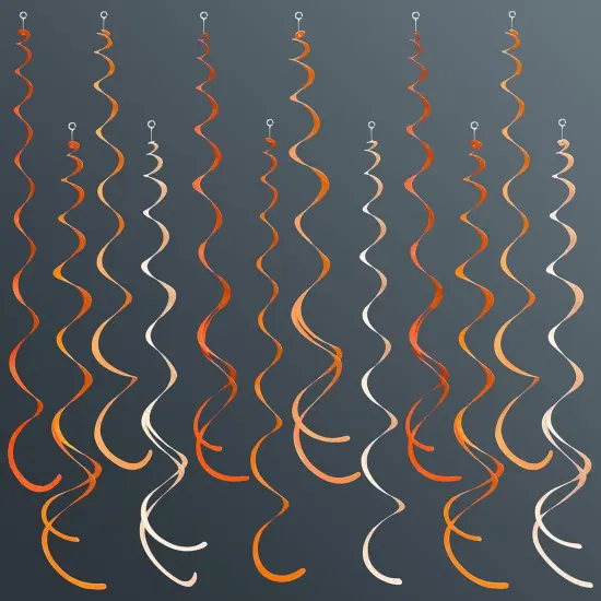 36Pcs Orange Hanging Swirl Decorations Ombre Orange Felt {1}