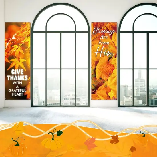 4 Pcs Church Banners for Sanctuary Wall Fall Harvest Banners-2 x 6 Feet (Classic Style) {5}