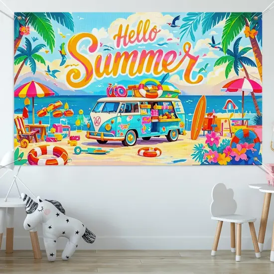 Summer Party Banner 71x43 Inches Multicolor Beach {4}