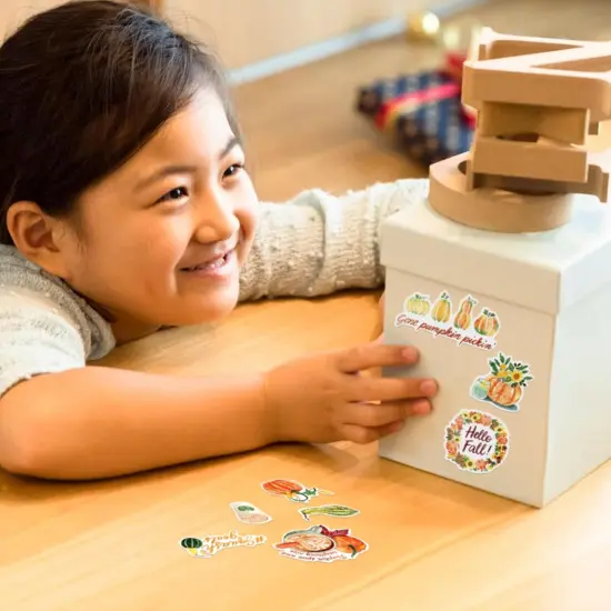 Navy Peony Rustic Pumpkin Fall Stickers (28 Pieces) {4}