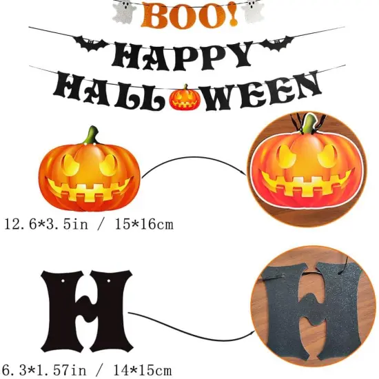 Pre-assembled Happy Halloween with Boo Banner {2}