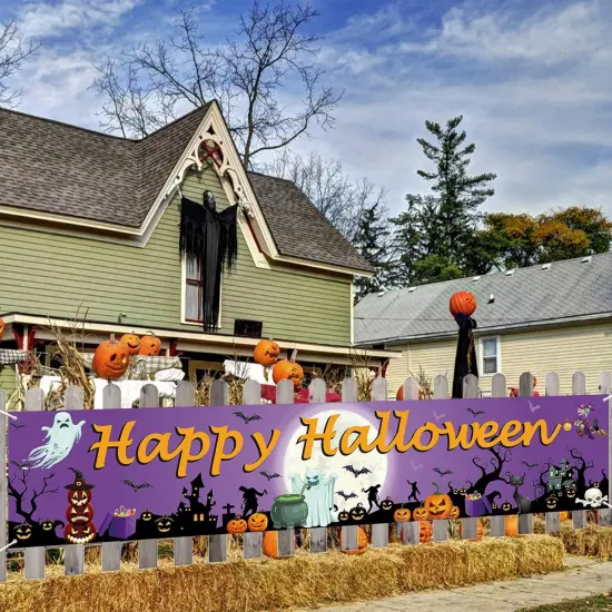 Happy Halloween Banner - 210 x 40 cm (Purple) {5}