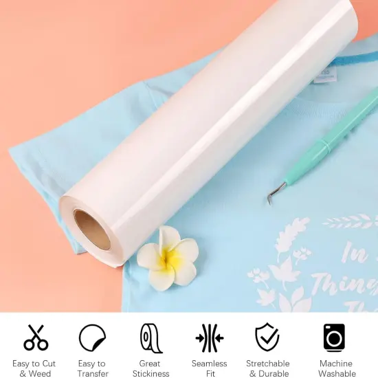 12" x 20ft White Iron on Vinyl for All Cutting Machines, HTV Vinyl for Shirts {3}