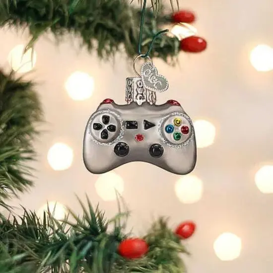 Old World Christmas 1.5 Inch Mini Video Game Controller Christmas Tree Ornament , Christmas Decor Gamer Entertainment Gray {3}