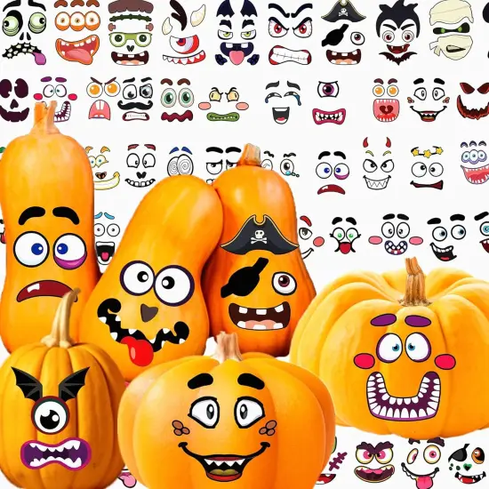 88 Pack Halloween Pumpkin Decorating Stickers {1}