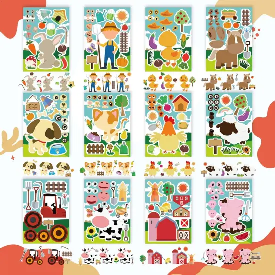 36 PCS Farm Animal Stickers Sheets {3}