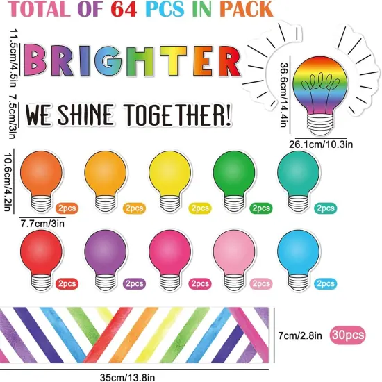 64Pcs Colorful Light Bulb Back to School Decor {2}