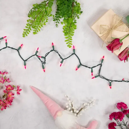 Brite Star Mini Christmas Light Set - Pink - 34' Green Wire - 100ct {4}