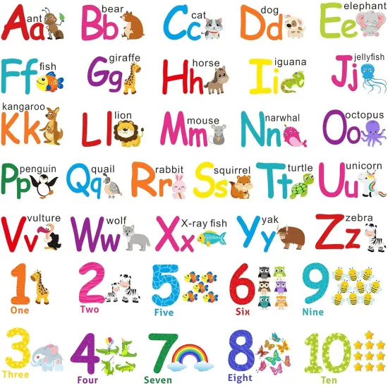 6 Sheets ABC Wall Decals Educational Large Alphabet Sticker {1}