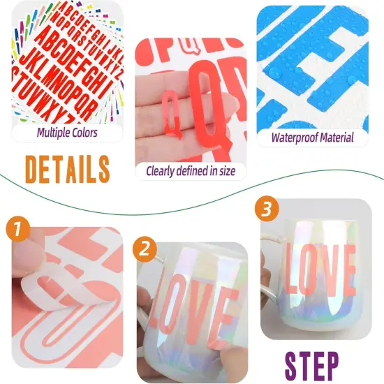 24 Sheets Letter Stickers 1272 Pcs Alphabet Sticke {3}