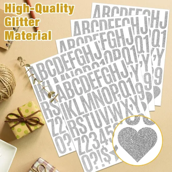 8 Sheets Silver Glitter Letter Stickers 2 Inch {3}