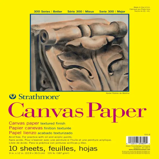 Strathmore 300 Series Canvas Paper Pad 9"X12"-10 Sheets, Glue Bound {1}