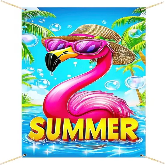 Summer Door Cover 73 x 35 Inch Flamingo {1}
