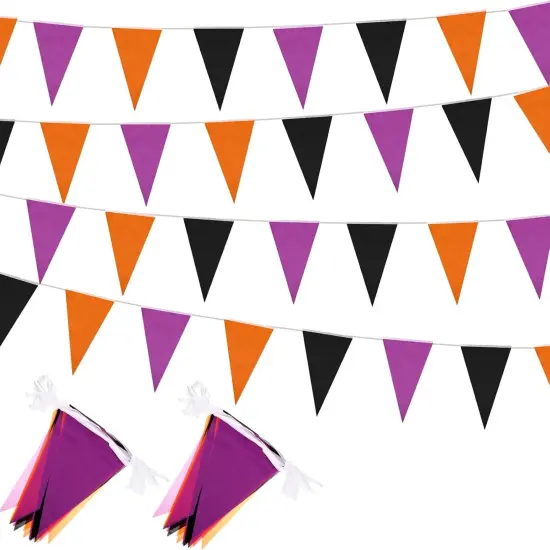 20 Pcs Purple Orange Black Triangle Flag Banner {1}