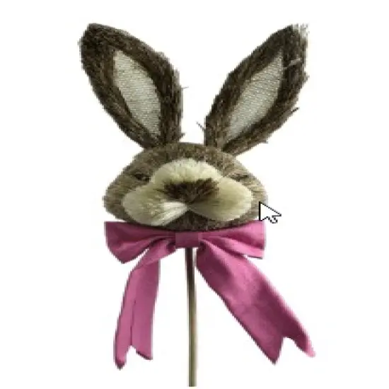 21'' Bunny Head with Pink Bow on Stick - Easter Craft Decoration-63534BT {1}
