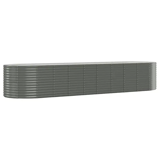vidaXL Garden Raised Bed Powder-coated Steel 155.9"x39.4"x26.8" Gray {2}