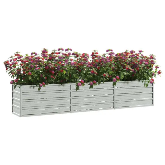 vidaXL Garden Raised Bed 94.5"x15.7"x17.7" Galvanized Steel Silver {3}