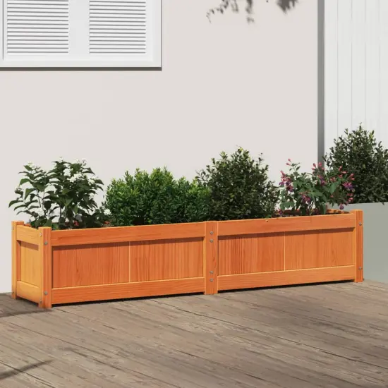 vidaXL Garden Planter Wax Brown 59.1"x12.2"x12.2" Solid Wood Pine {1}