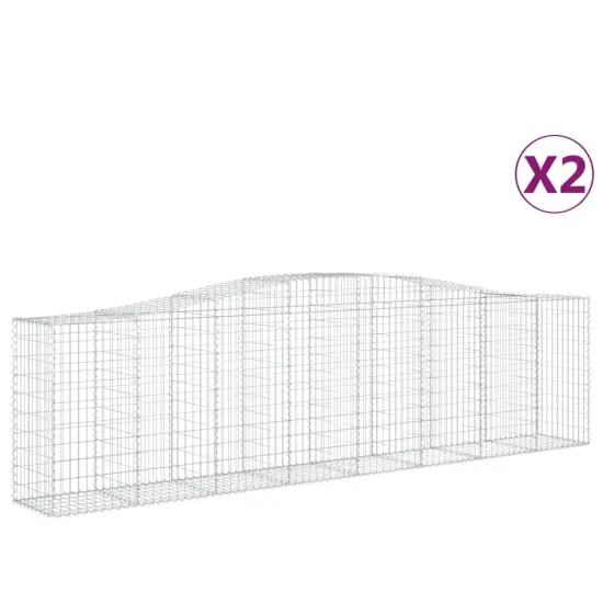 vidaXL Arched Gabion Baskets 2 pcs 157.5"x19.7"x39.4"47.2" Galvanized Iron {2}