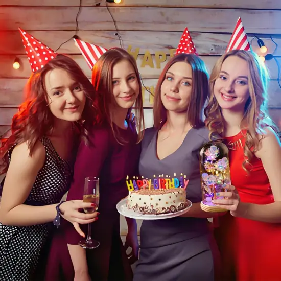 Rainbow Rose Birthday Gifts for Women,Galaxy Glass Flower with Healing Crystals,Light Up Rose in A Glass Dome,Gifts for Mothers Day,Anniversary,Valentines {4}