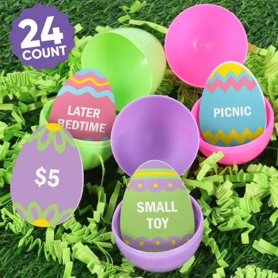 Big Dot of Happiness Hippity Hoppity Easter Egg Hunt Token Stuffers, 24 Count Egg Shape Filler Tokens with Rewards for Kids, Reusable Easter Activity, Egg Hunt Supplies {3}