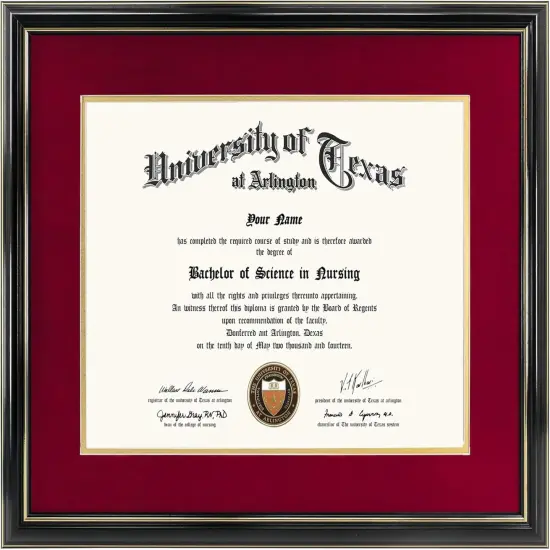 11x14 Diploma Frame with Red over Gold Mat or Display 15x18 Certificate without Mat,Solid Wood & UV Protection Acrylic,Glossy Black Finish with Gold Trim {1}
