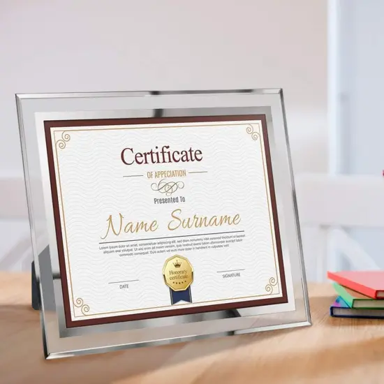 8.5 x 11 Certificate Document Frame Diploma Glass Picture Frames Only for Tabletop, Pack of 6 {3}