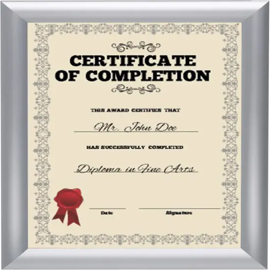 Certificate Frame 8.5x11 Inches, Silver 1 Inch Aluminum Profile, Front-Loading Snap Frame, Wall Mounting, Sleek Series {1}