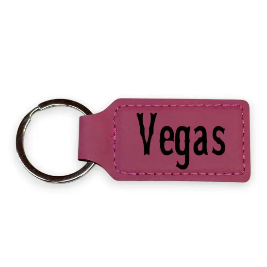Keychain - Rectangle - Vegas - Leather Rawhide/Black {2}