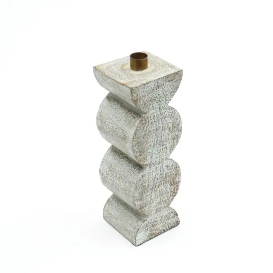 Decorative Wooden Centerpiece Candle Holder &ndash; Elegant Candle Stand for a Timeless Touch - 4 X 4 X 12" {3}