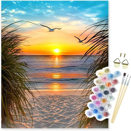 Beach Sunset Oil Acrylic Painting Crafts Number (16x20Inch) {1}