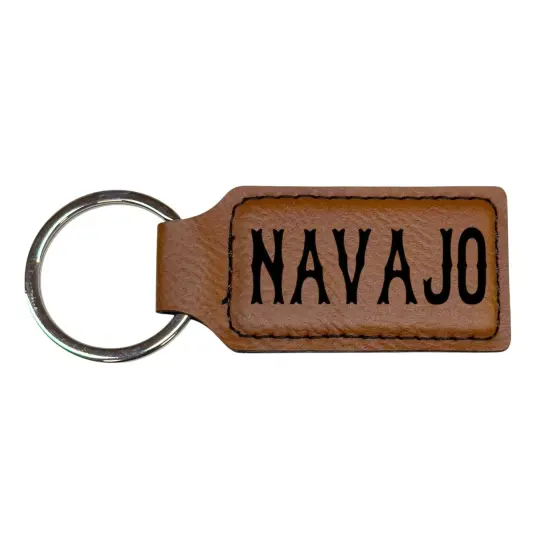Keychain - Rectangle - Navajo - Leather Black/Silver {4}