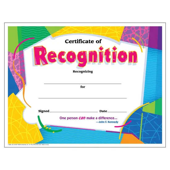 Certificate of Recognition Colorful Classics Cert's., 30 ct {1}