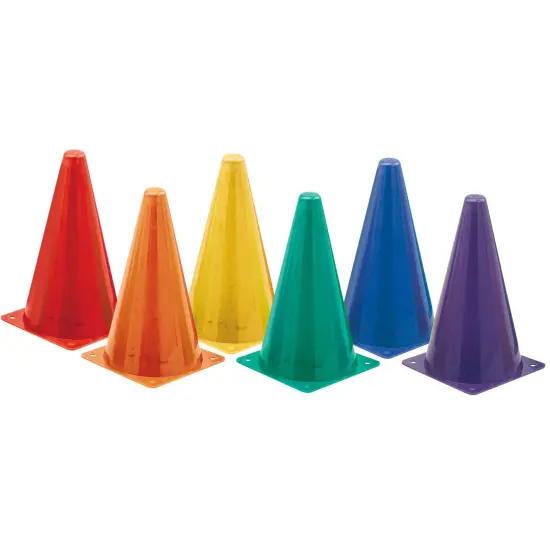 High Visibility Plastic Cone Set, Assorted Fluorescent Colors, Set of 6 {1}
