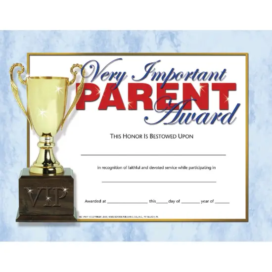 Very Important Parent Award Certificate, 8.5" x 11", Pack of 30 {1}