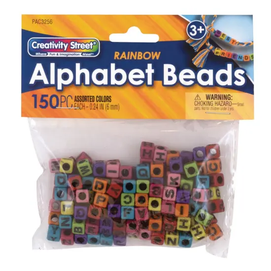 Alphabet Beads, Assorted Rainbow Colors, 6 mm, 150 Count {1}