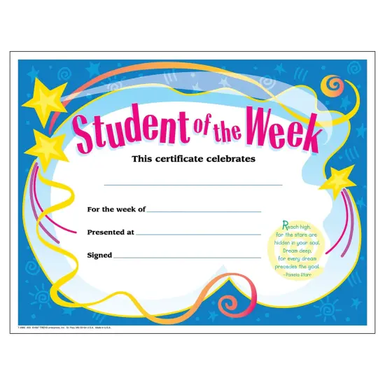 Student of The Week Colorful Classics Certificates, 30 ct {1}