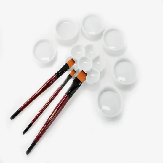 Creative Mark Ebony Splendor Short-Handle Synthetic Sable Paint Brush, Rigger Set of 4, Teijin Multi-Filament Hair, Handcrafted Synthetic Paint Brushes for Acrylic Painting, Watercolor Painting {4}