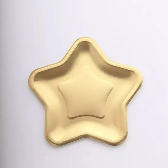 25 Matte Gold 7 in Star Shaped Disposable Dinner Paper PLATES Party Tableware {1}