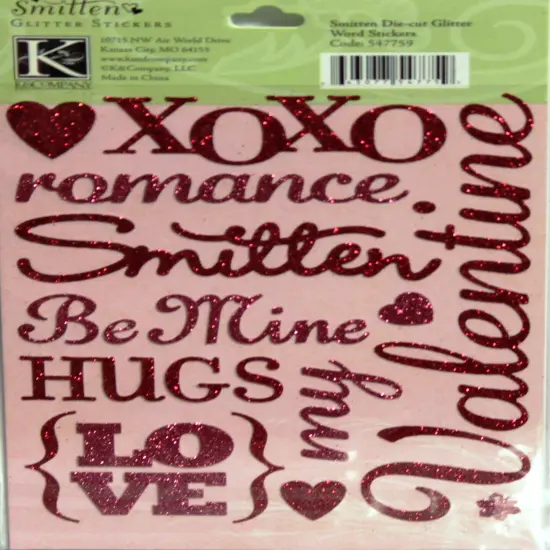 K & Company Smitten Die-cut Glitter Word Stickers-Double Pack {2}