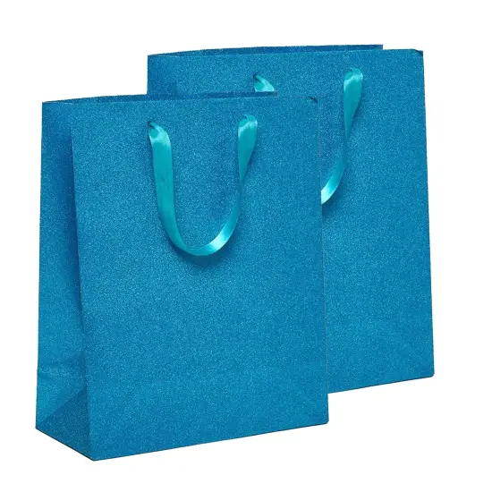 Elegant Glitter Grain Euro Totes 10 1/4'' x 4 3/4'' x 12 5/8'' for Retail Displays Turquoise {5}