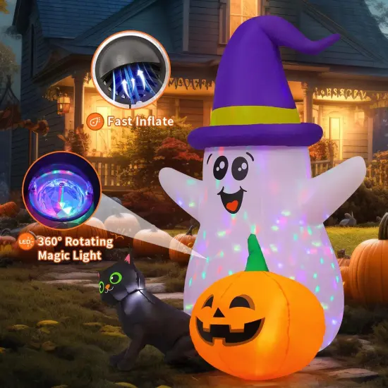 5 FT Halloween Inflatables Ghost Outdoor Decorations Blow Up Yard Cute {4}