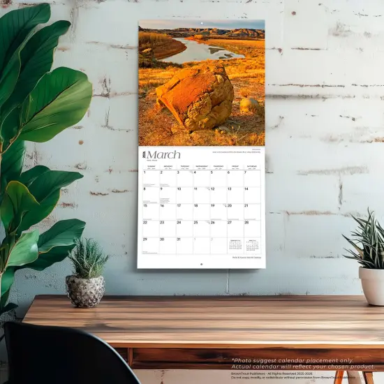 North Dakota Wild & Scenic | 2026 12 x 24 Inch (Hanging) Monthly Square Wall Calendar | Plastic-Free {5}