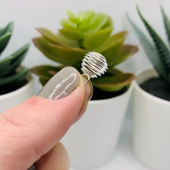 Silver Spiral Lantern Bead Cages, 8x9mm {3}