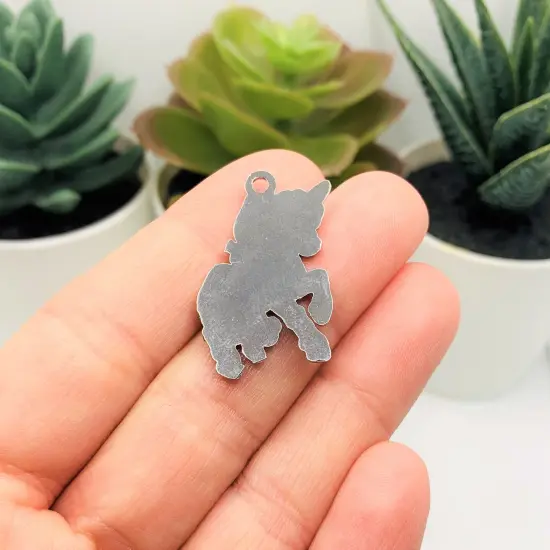 White and Rainbow Enamel Unicorn Charms, 20x10mm {4}