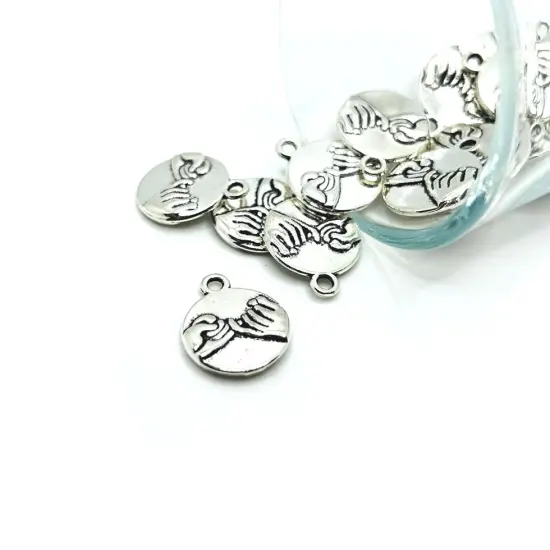 Silver Pinkie Promise Charms, 17x14mm {1}