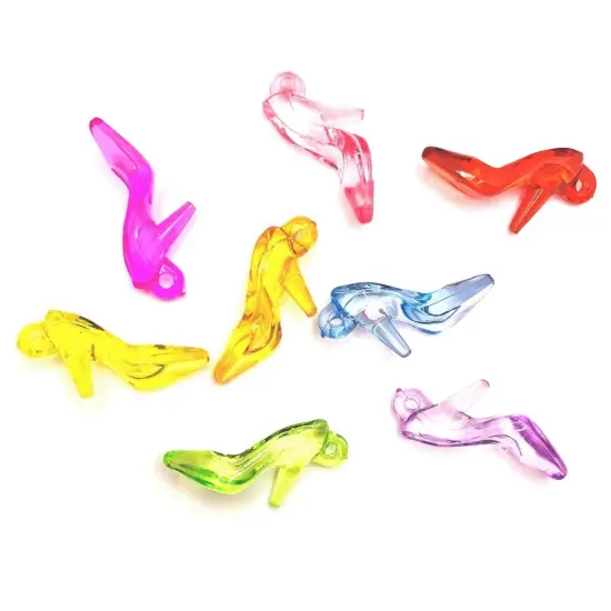 Multi-color Acrylic High Heel Shoe 3D Charms, 25x35mm {2}