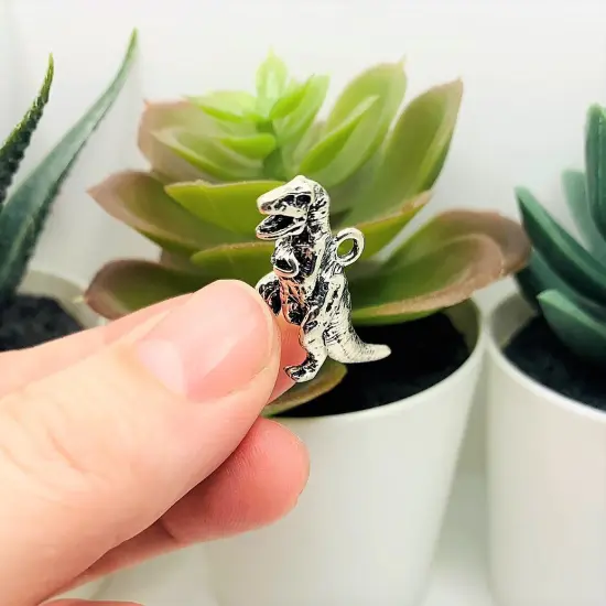 Silver Tyrannosaurus T-Rex 3D Dinosaur Charms, 27x22mm {4}
